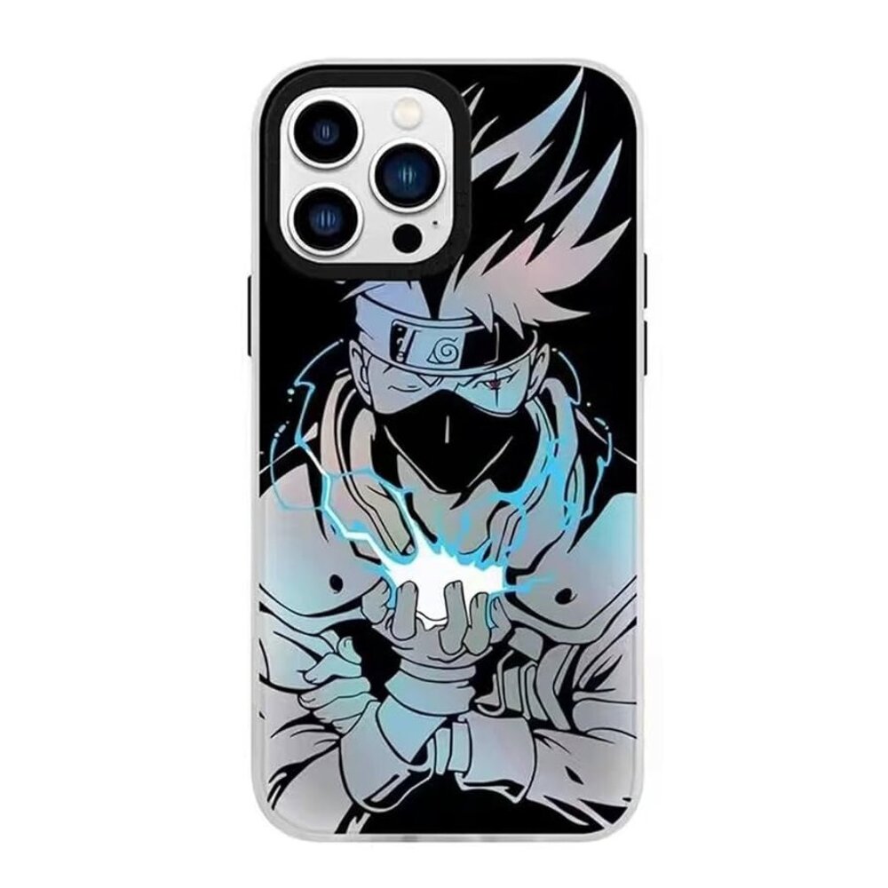 iPhone 14 Pro Max Green Laser-Effect Anime Design Hard Cover Case With Grip